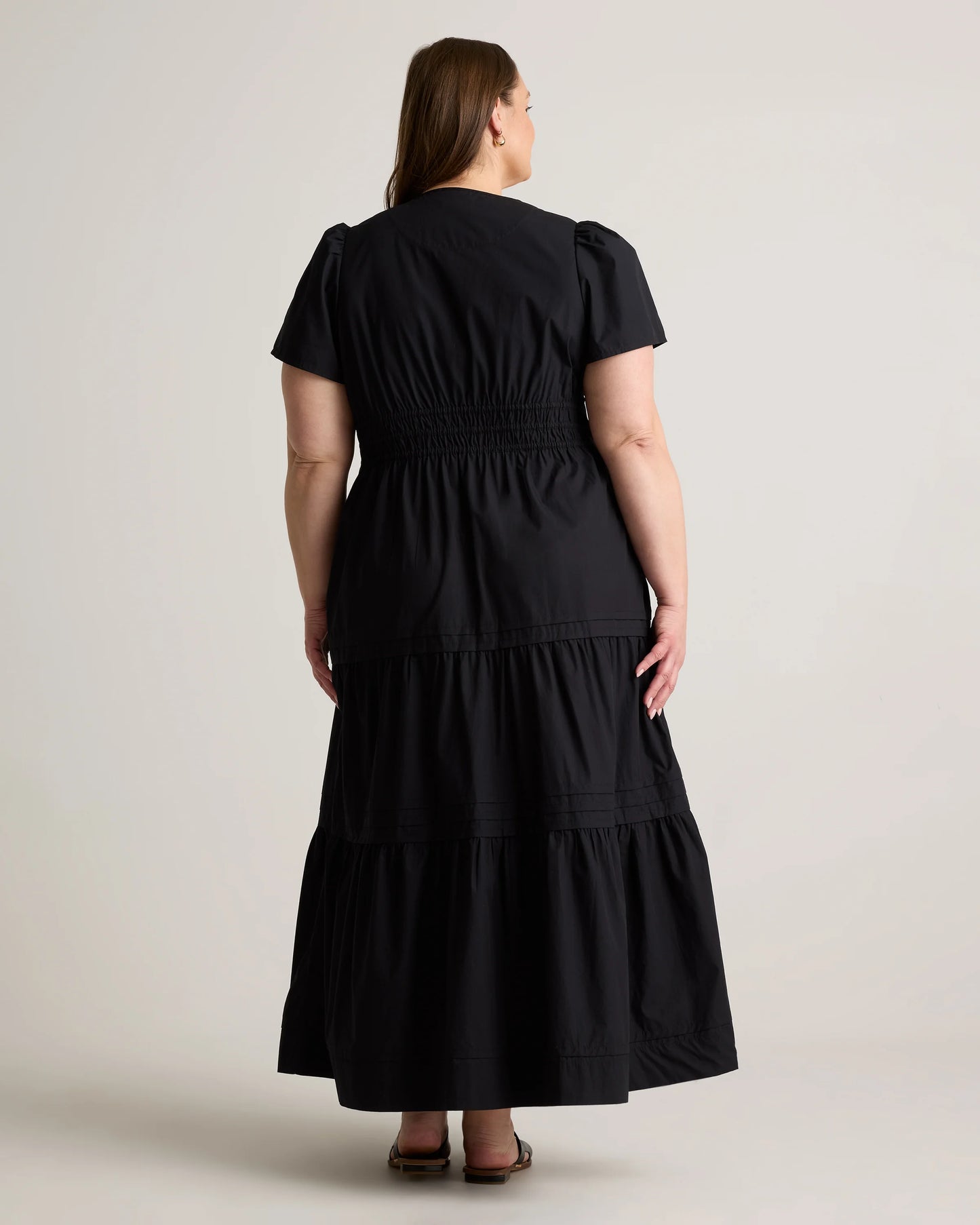 100% Organic Cotton Poplin Tiered Maxi Dress - 1X / Ocean Green