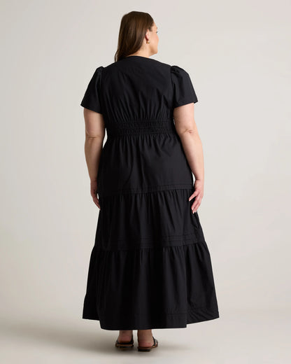 100% Organic Cotton Poplin Tiered Maxi Dress - 1X / Ocean Green