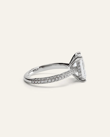 Lab Grown Diamond Emerald Pave Cathedral Engagement Ring - 3ct - 4 / Yellow Gold