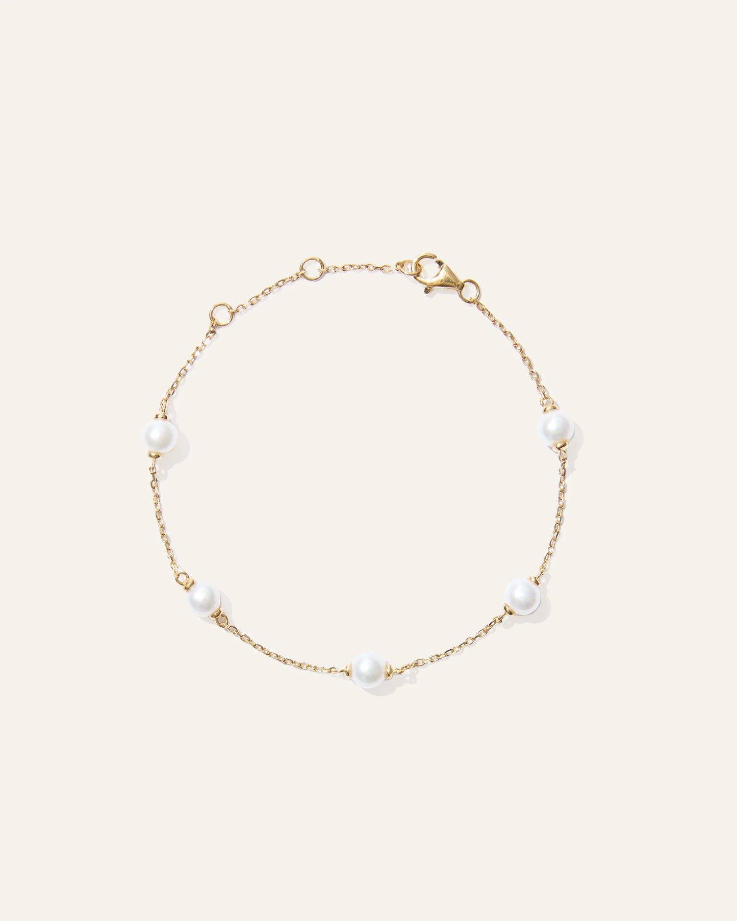 Freshwater Cultured Pearl Station Bracelet - One Size / Gold Vermeil