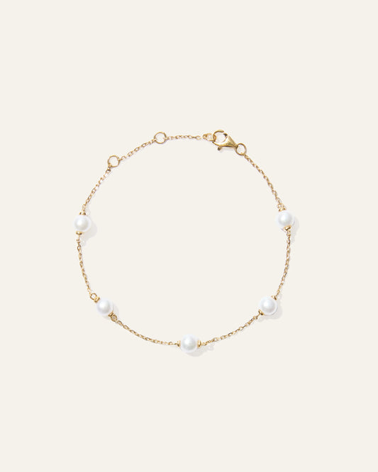 Freshwater Cultured Pearl Station Bracelet - One Size / Gold Vermeil
