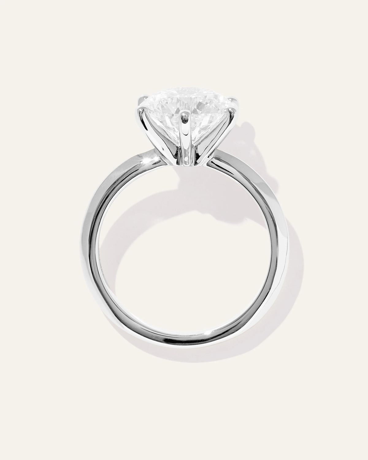 Lab Grown Diamond Round Six Prong Knife Edge Engagement Ring - 3ct - 4 / Yellow Gold
