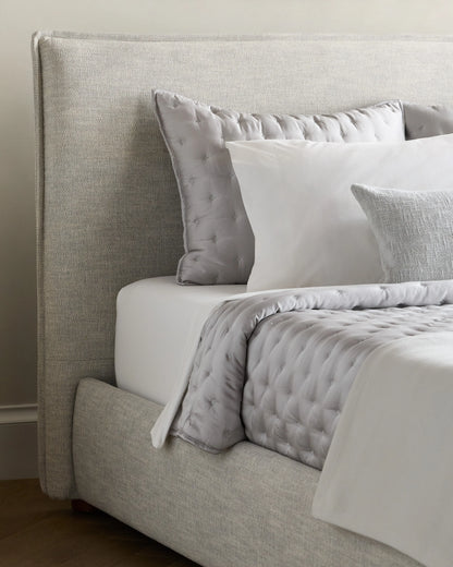 Tailored Edge Bed in Performance Linen - Queen / Light Grey