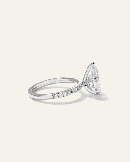 Lab Grown Diamond Pear Petite Pave Engagement Ring - 2.5ct - 4 / Yellow Gold