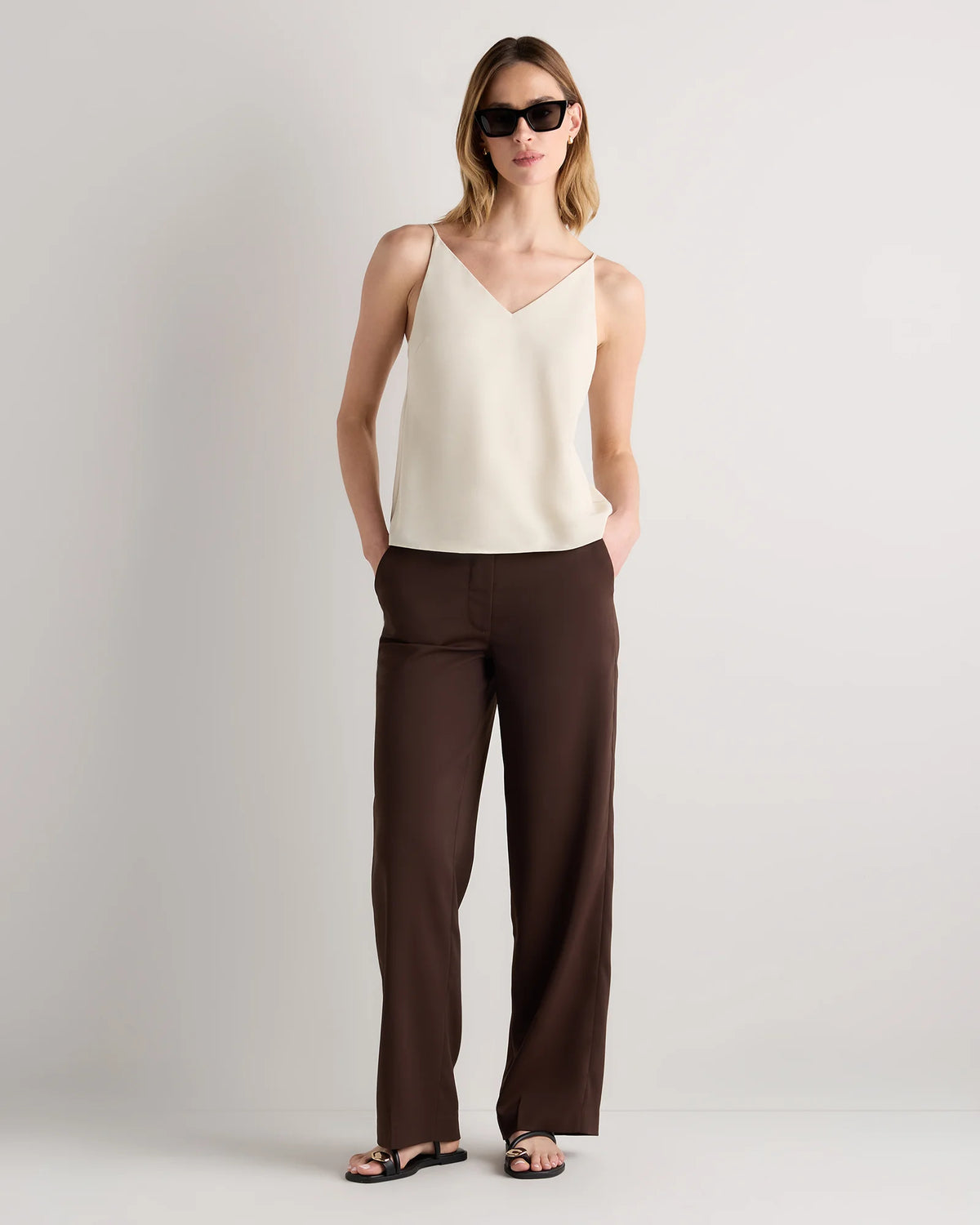 Matte V-Neck Cami - XS / Porcelain Ivory