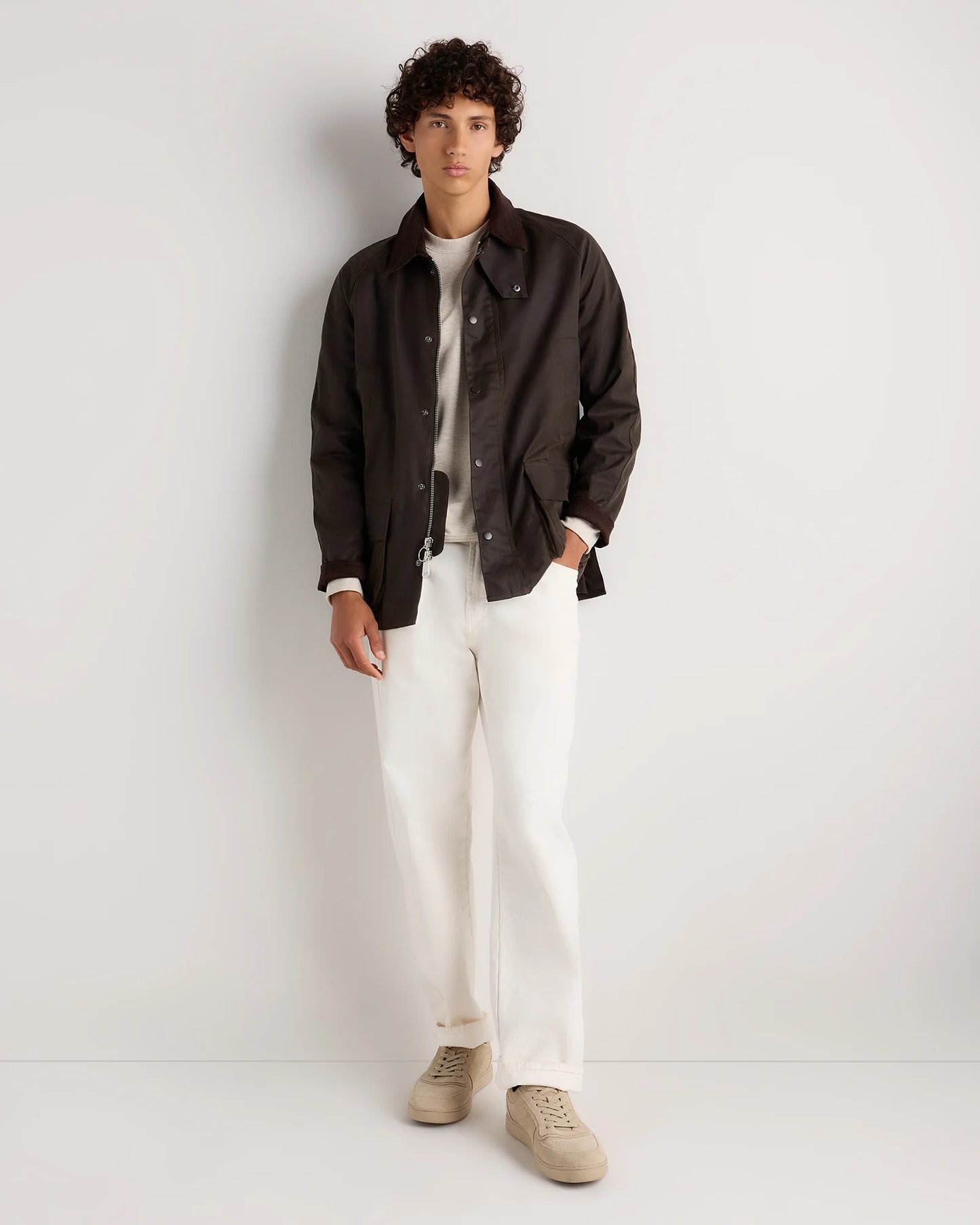 Organic Waxed Cotton Barn Jacket - S / Rustic Olive