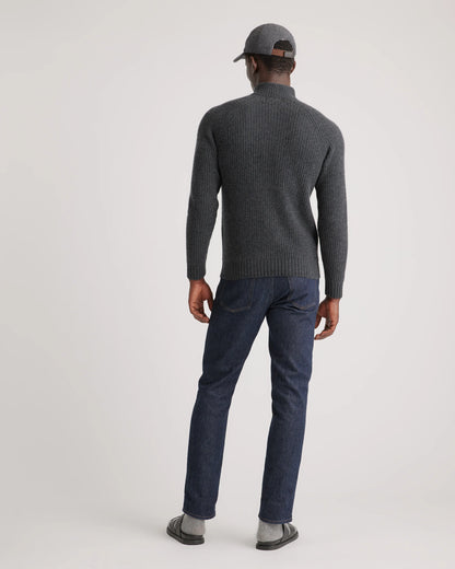 Mongolian Cashmere Fisherman Quarter Zip Sweater - S / Navy Marl