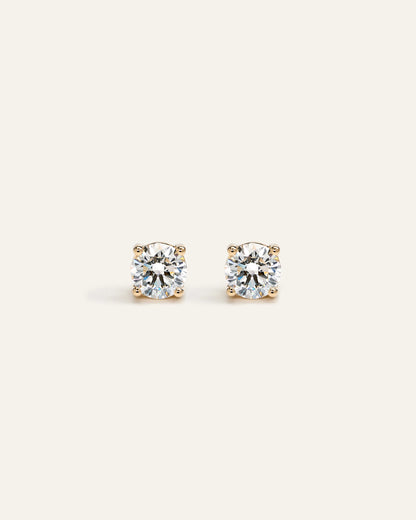 14K Gold Lab Grown Diamond Four-Prong Solitaire Studs - 1.5ctw - One Size / Yellow Gold