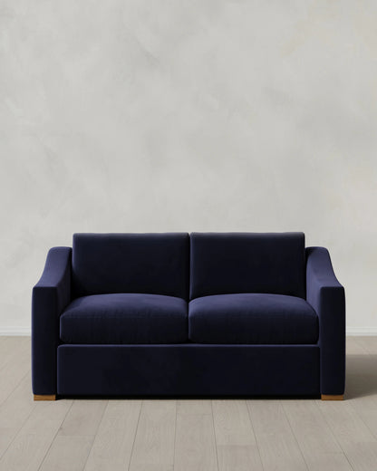 Hollis Slope Arm Sofa in Performance Velvet - 72" / Ivory