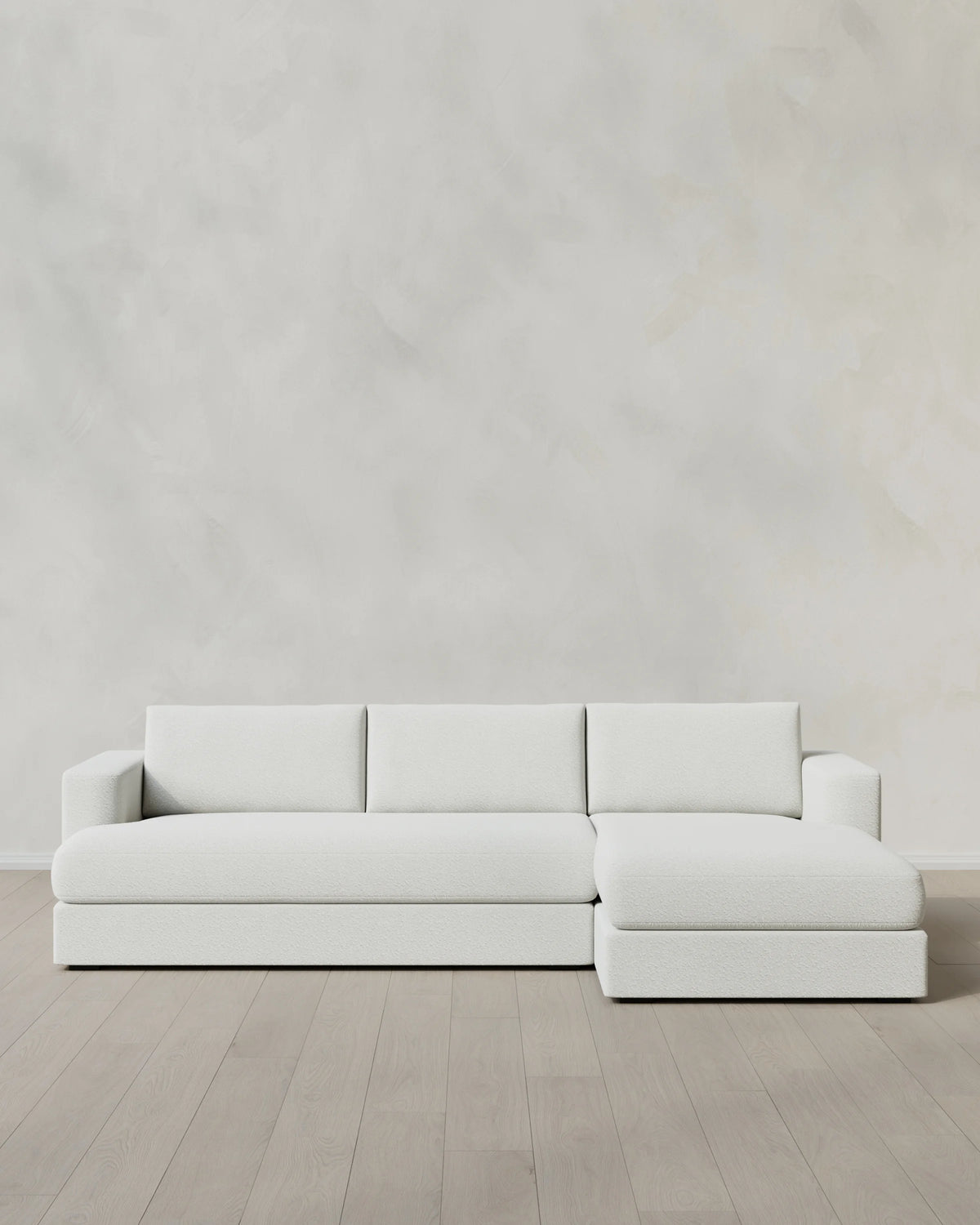 Sierra Curved Arm Chaise Sectional in Performance Boucle - Right Arm / Linen