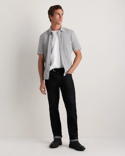 100% Organic Cotton Slub Short Sleeve Button Up Shirt - S / Heather Grey