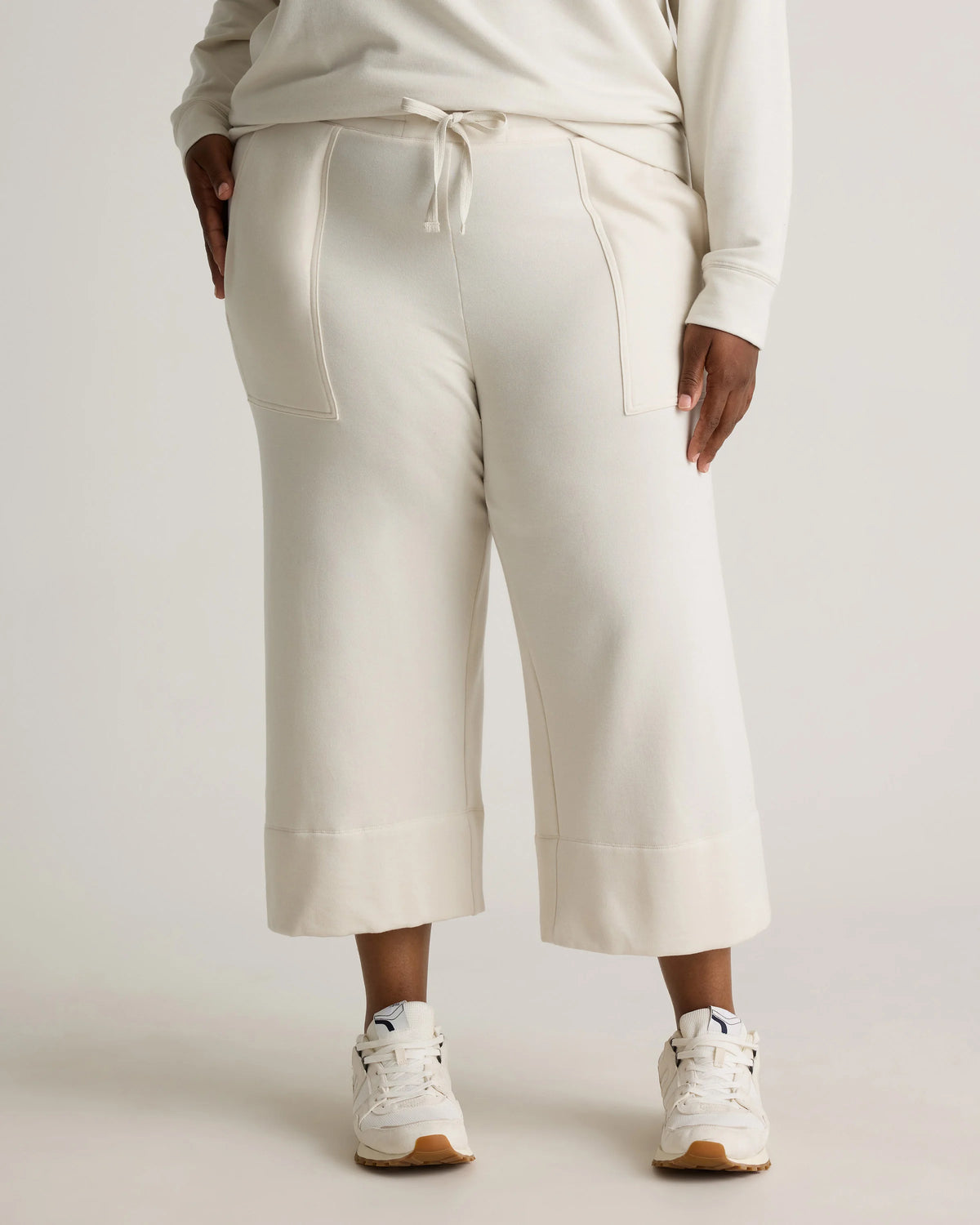 SuperSoft Fleece Cropped Wide Leg Pants - 1X / Heather Grey