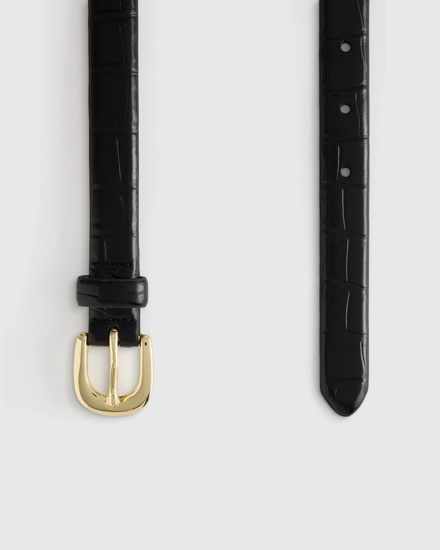 Sofia European Leather Skinny Belt - XS / Black