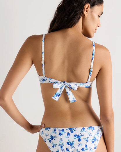 Italian Scoop Neck Bikini Top - XS / Electric Blue Floral