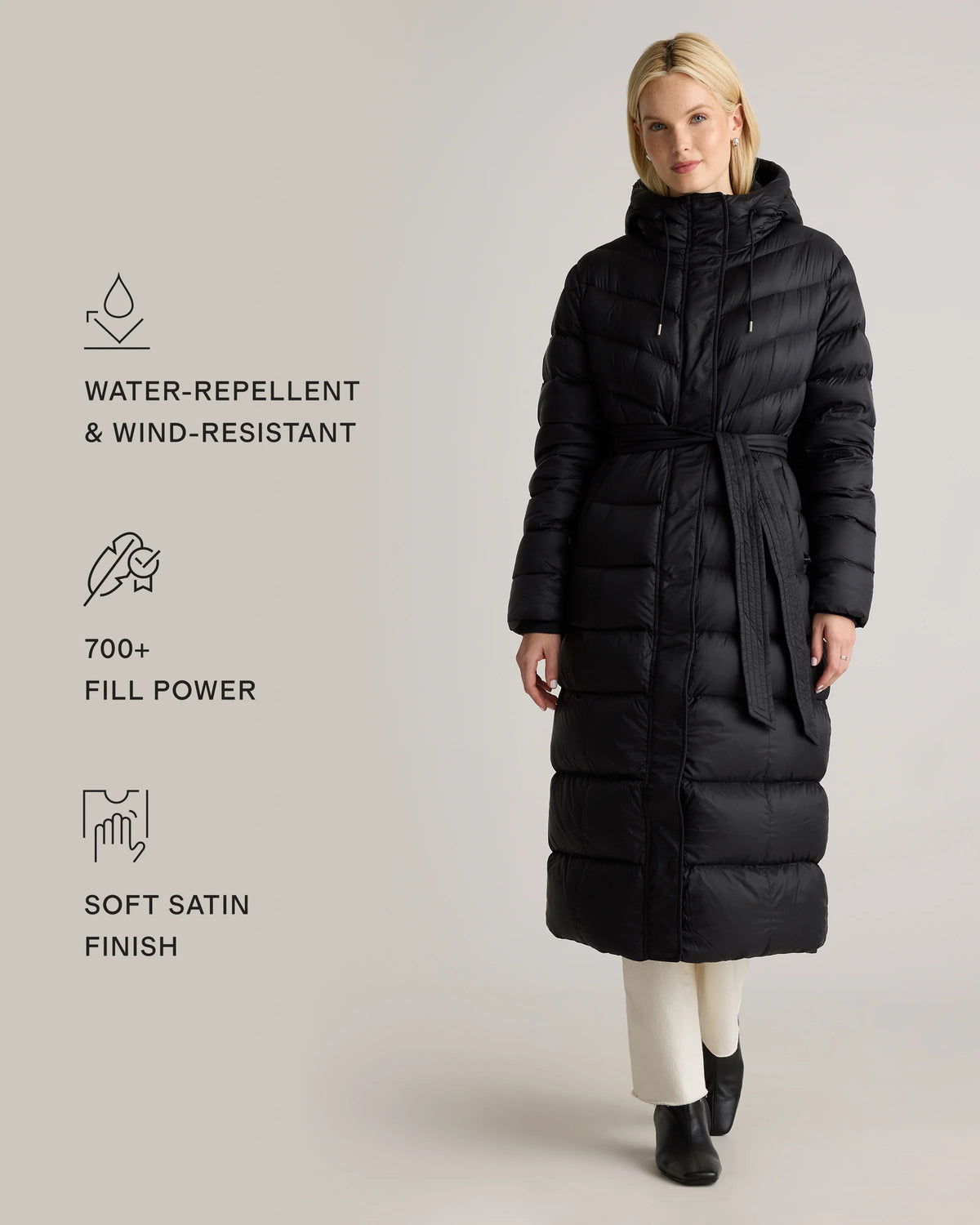 Responsible Down Belted Puffer Maxi Coat - XS / Morel Grey