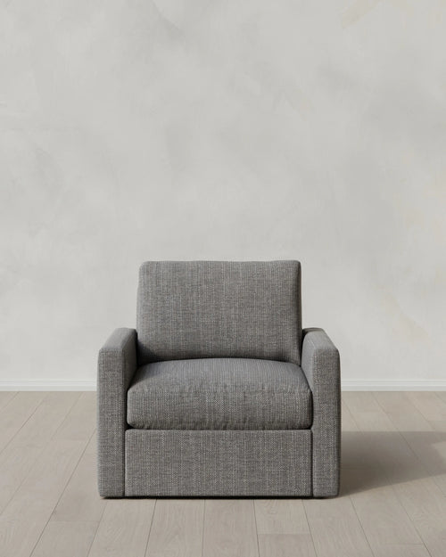 Brennan Swivel Chair in Performance Chenille Linen Blend - 32" / Slate