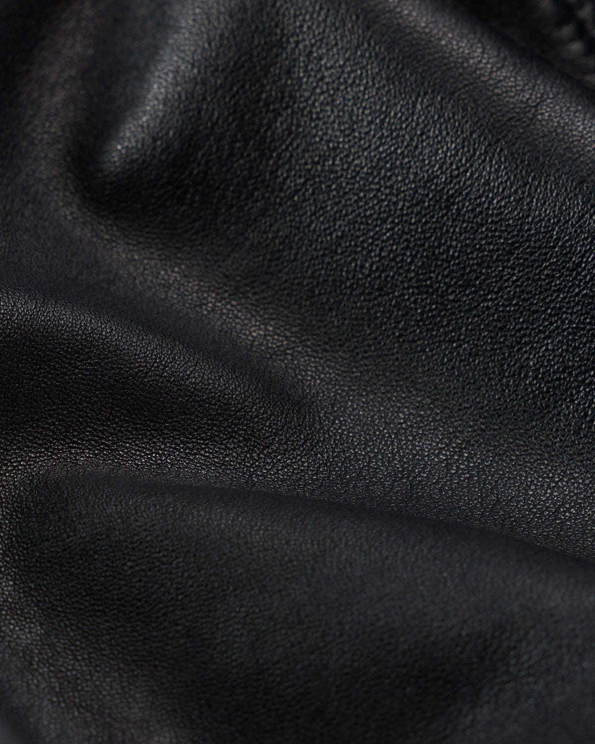 Shearling Collar Leather Flight Jacket - S / True Black