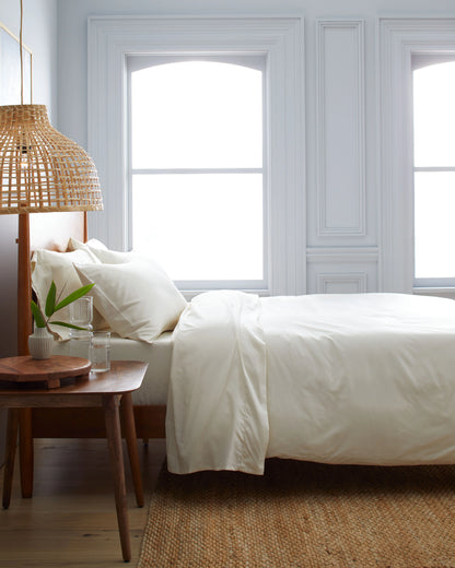 Luxury Organic Sateen Duvet Cover Set - Twin / Ivory