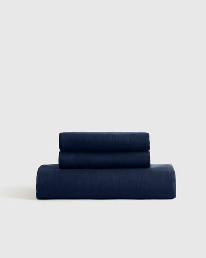 European Linen Fitted Sheet Set - Twin / Peach