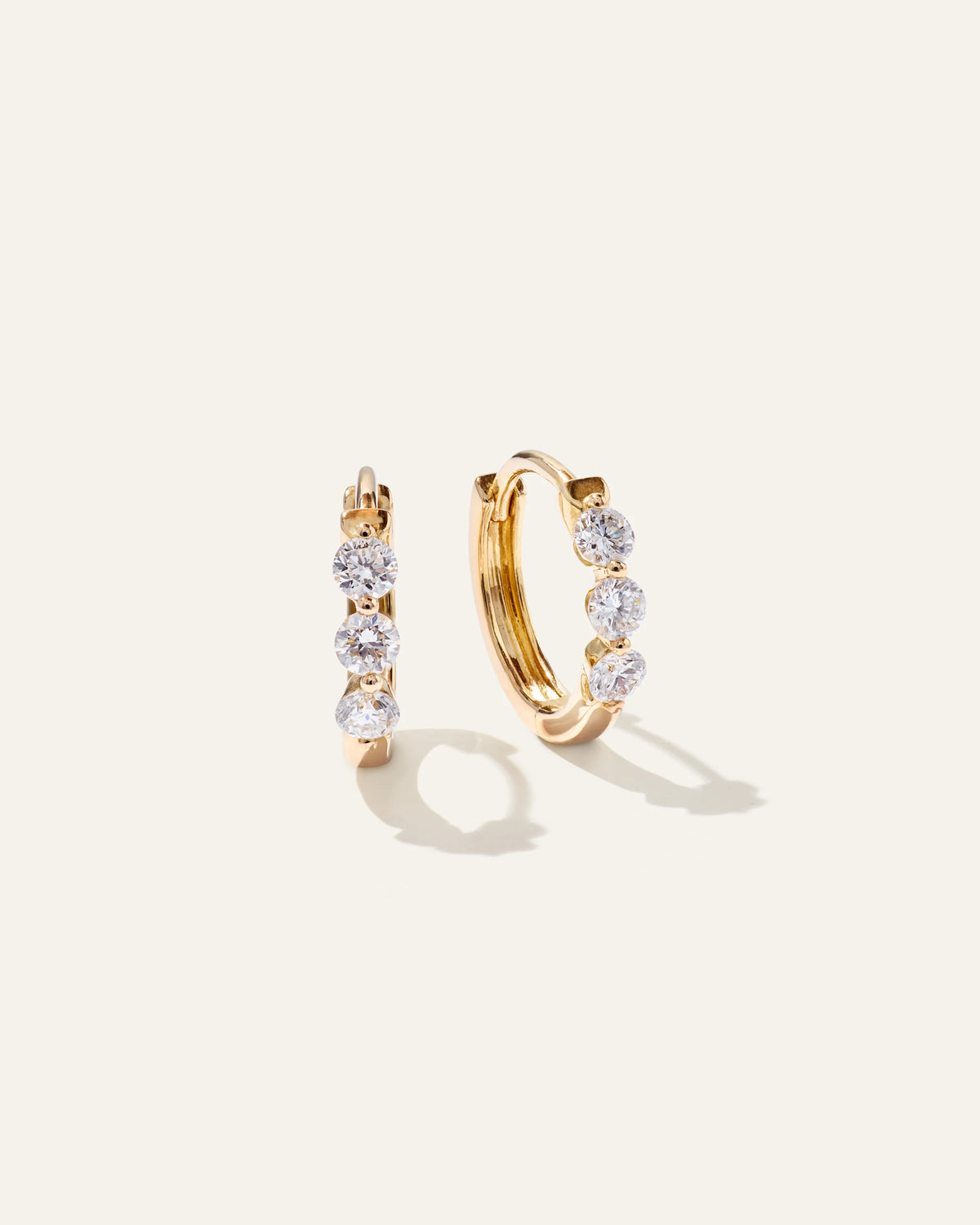 14K Gold Lab Grown Diamond Shared Prong Huggie - One Size / Yellow Gold