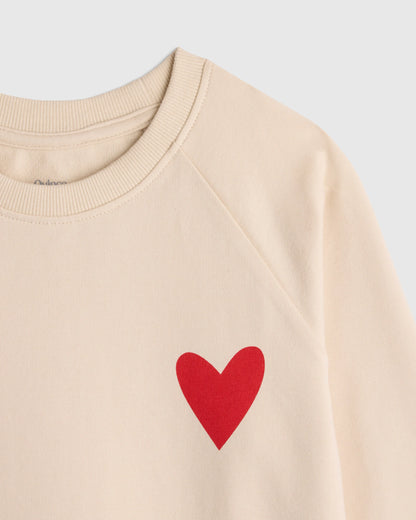 Organic Cotton French Terry Crew Neck Sweatshirt - 6 / Heart Graphic