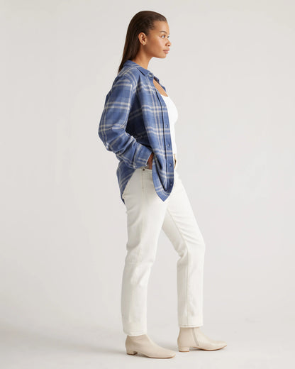 Stretch Sweater Fleece Shirt - XS / Navy/Red/Yellow Check