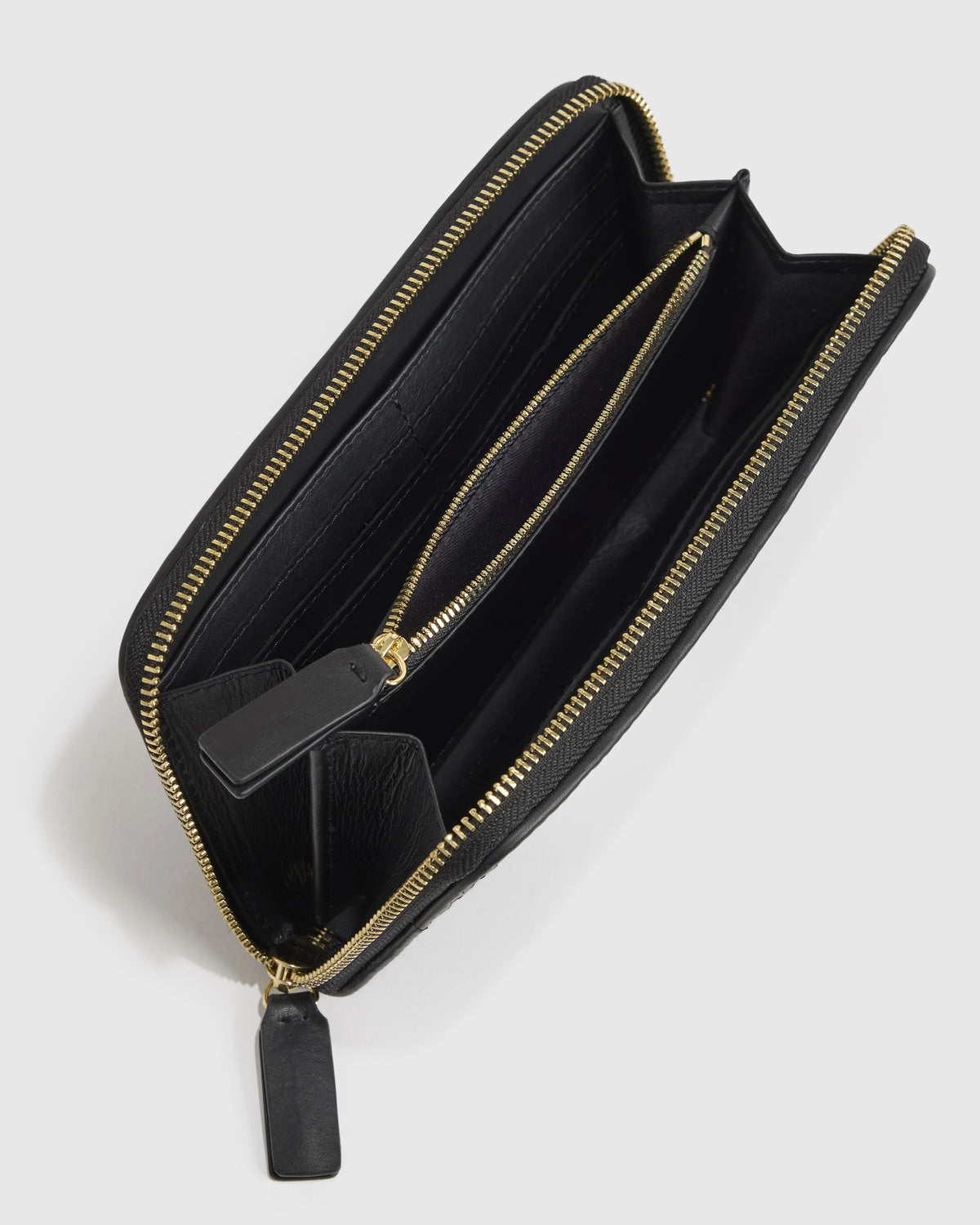 Italian Leather Handwoven Continental Wallet - One Size / Black