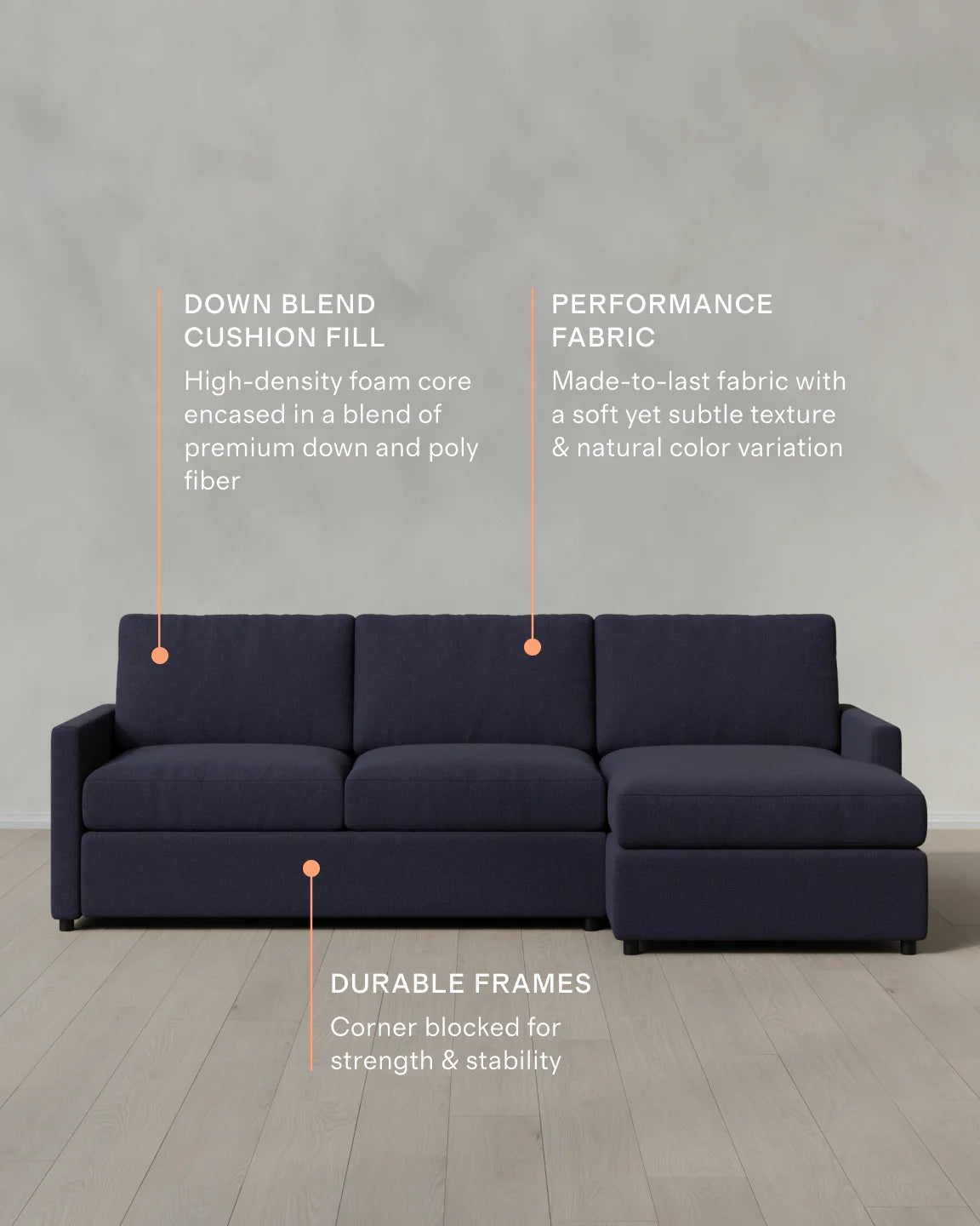 Brennan Chaise Sectional in Performance Basketweave - Right Arm / Flax