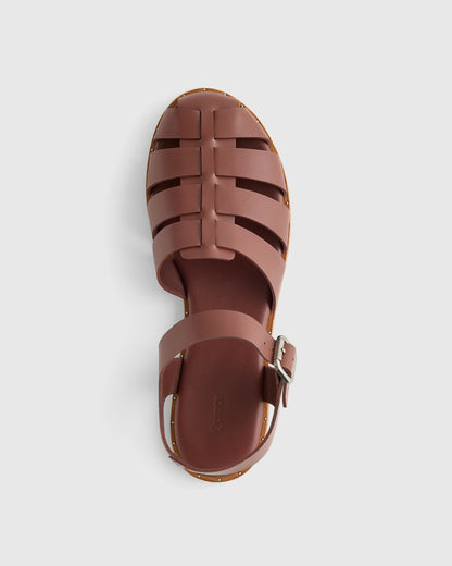 Italian Leather Fisherman Sandal - 5 / Black