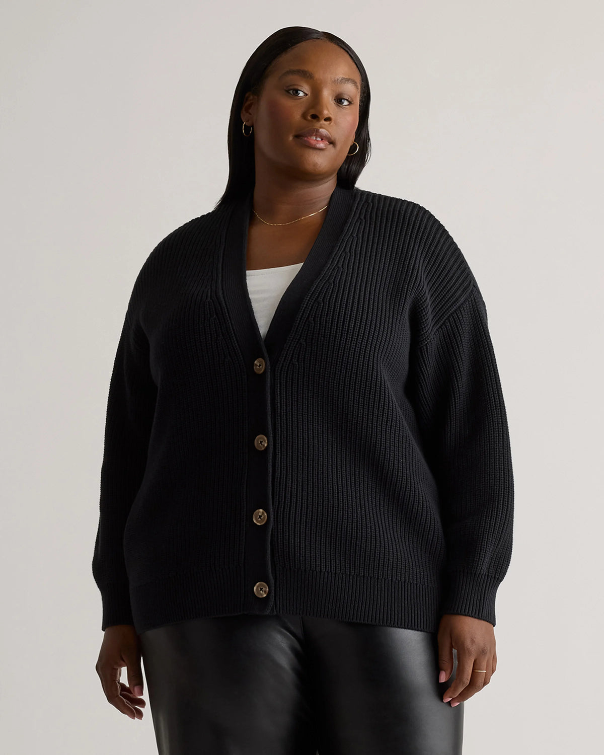 100% Organic Cotton Oversized Boyfriend Cardigan - 1X / Camel