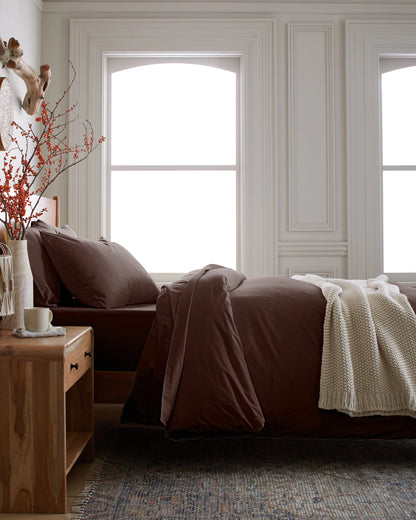 Organic Brushed Cotton Duvet Cover - Twin / Toffee