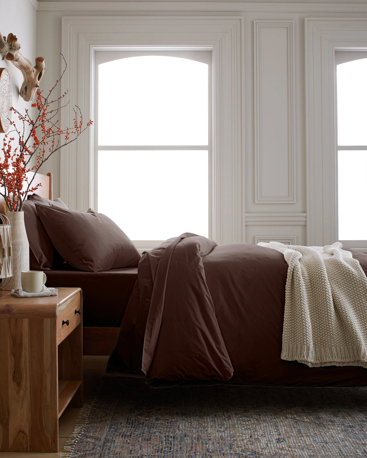 Organic Brushed Cotton Duvet Cover Set - Twin / Toffee