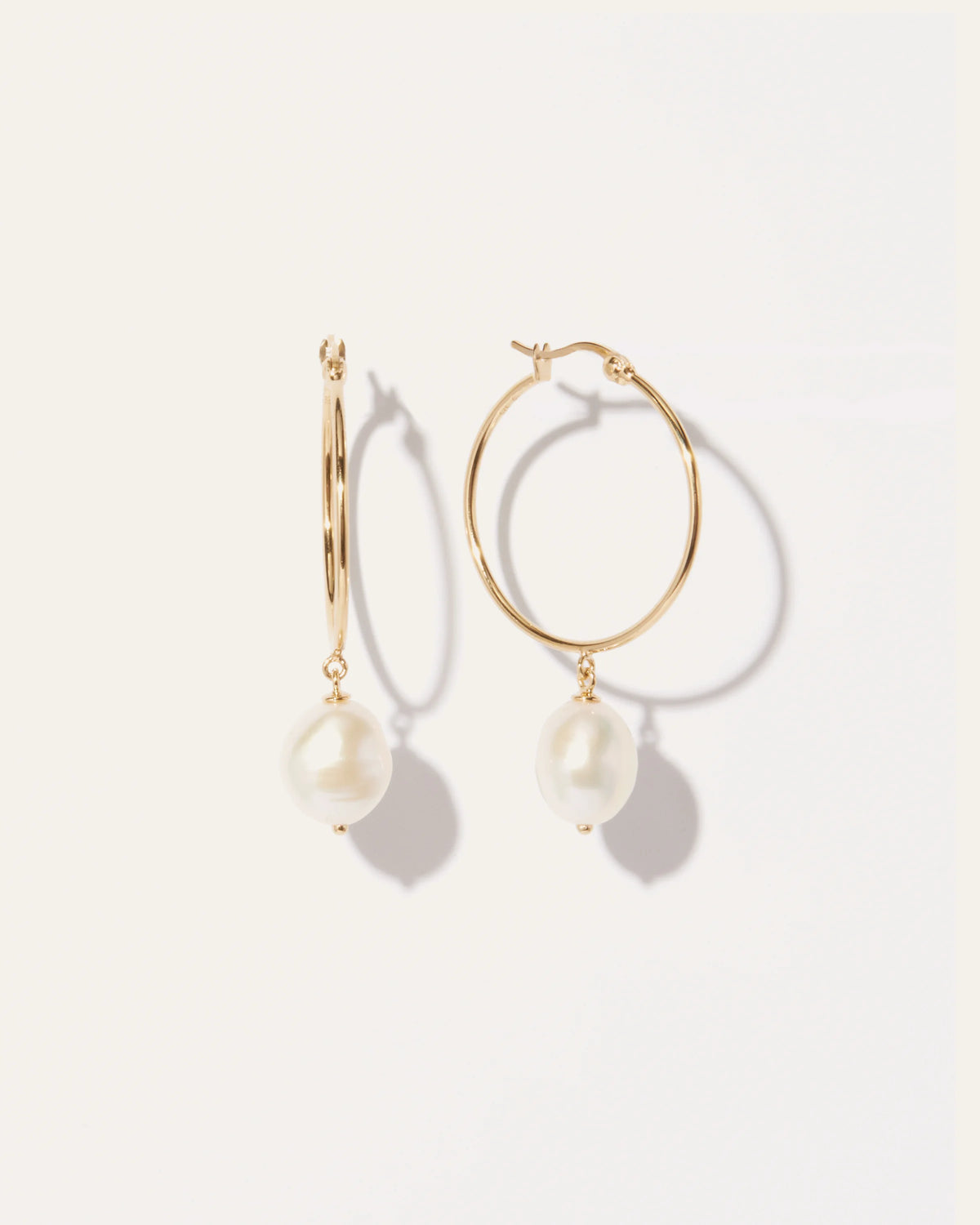 Large Organic Freshwater Cultured Pearl Hoops - One Size / Gold Vermeil
