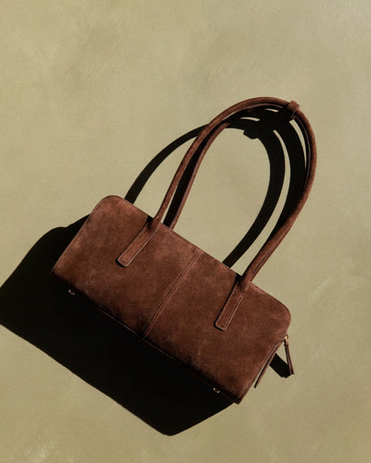 Italian Suede East-West Shoulder Bag - One Size / Whiskey