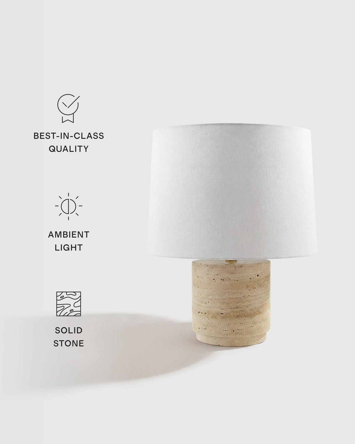 Wide Travertine Table Lamp - One Size / Beige