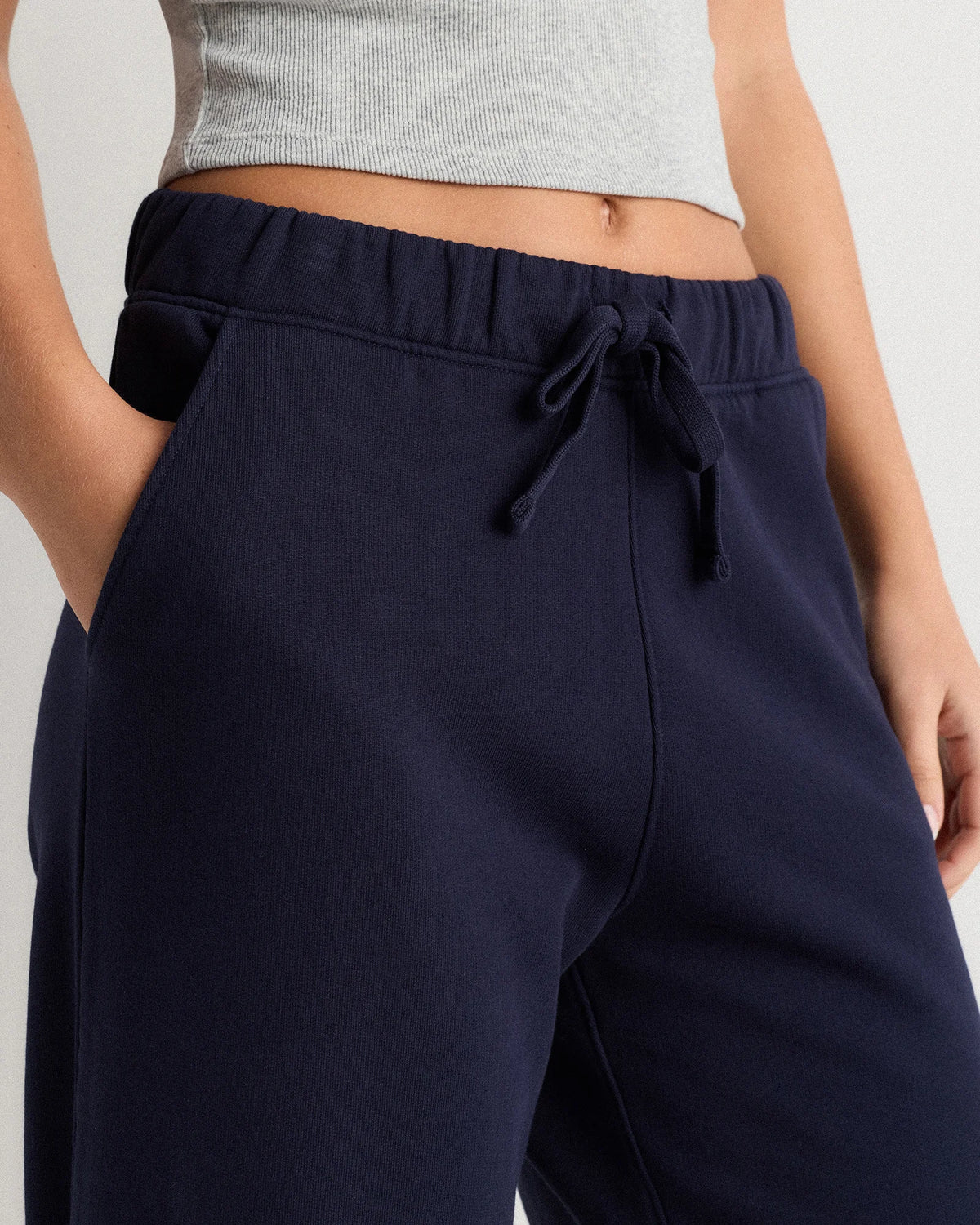 Organic French Terry Cropped Wide Leg Pants - XS / Ruby Red