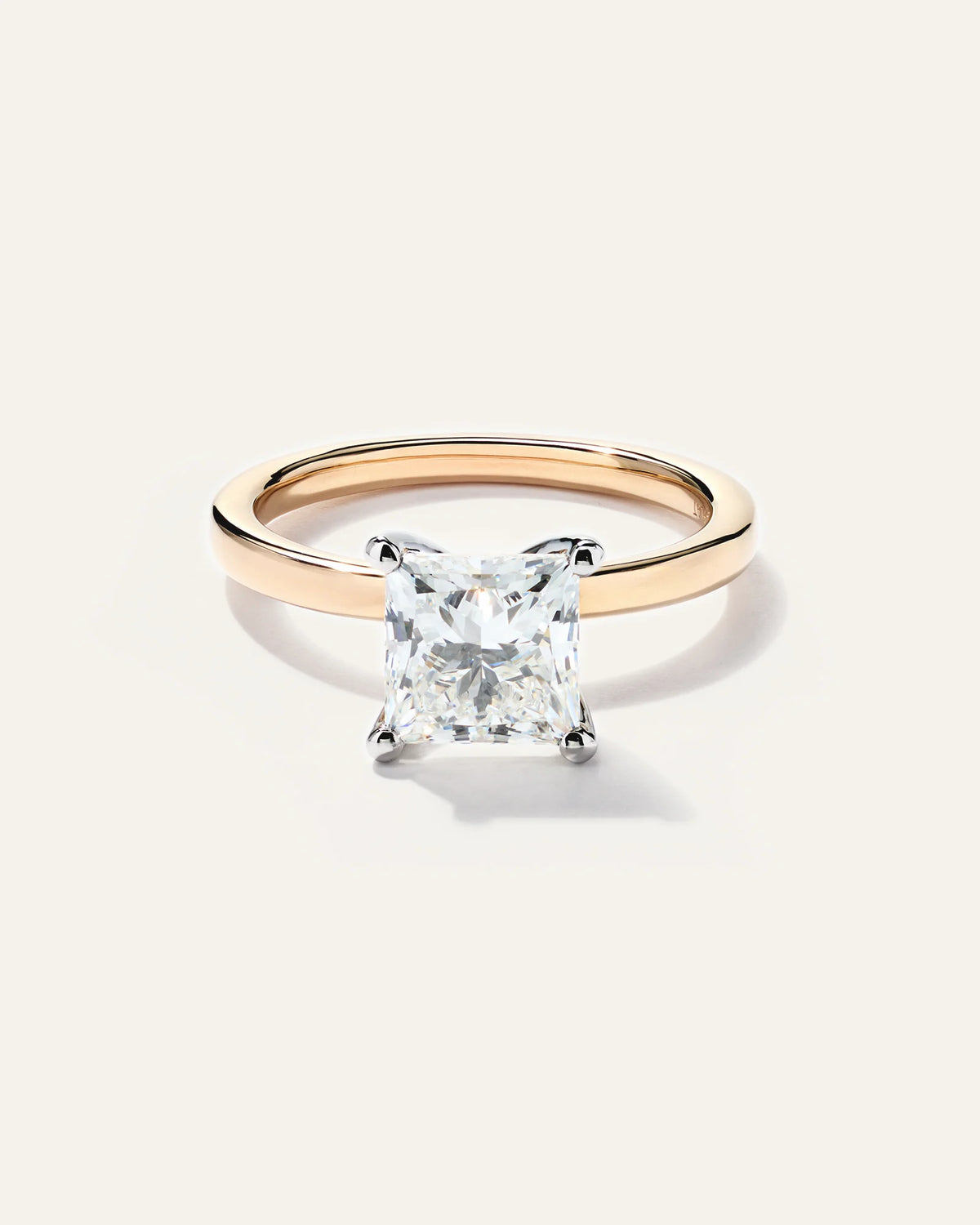 Lab Grown Diamond Princess Comfort Fit Engagement Ring - 2ct - 4 / Yellow Gold