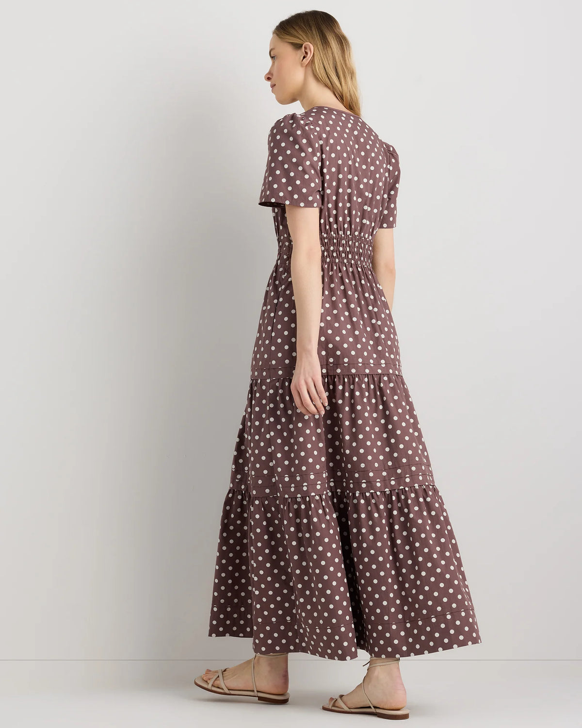 100% Organic Cotton Poplin Tiered Maxi Dress - XS / Riviera Blue Heirloom Floral
