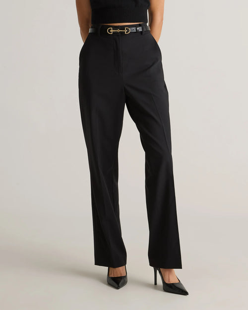 Italian Wool Straight Leg Pants - 0 / Black