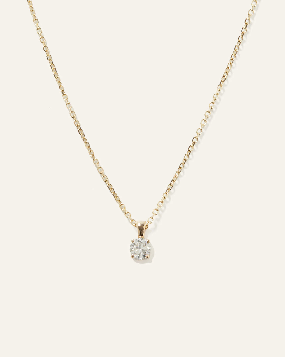14k Gold Natural Diamond Solitaire Necklace - One Size / Yellow Gold