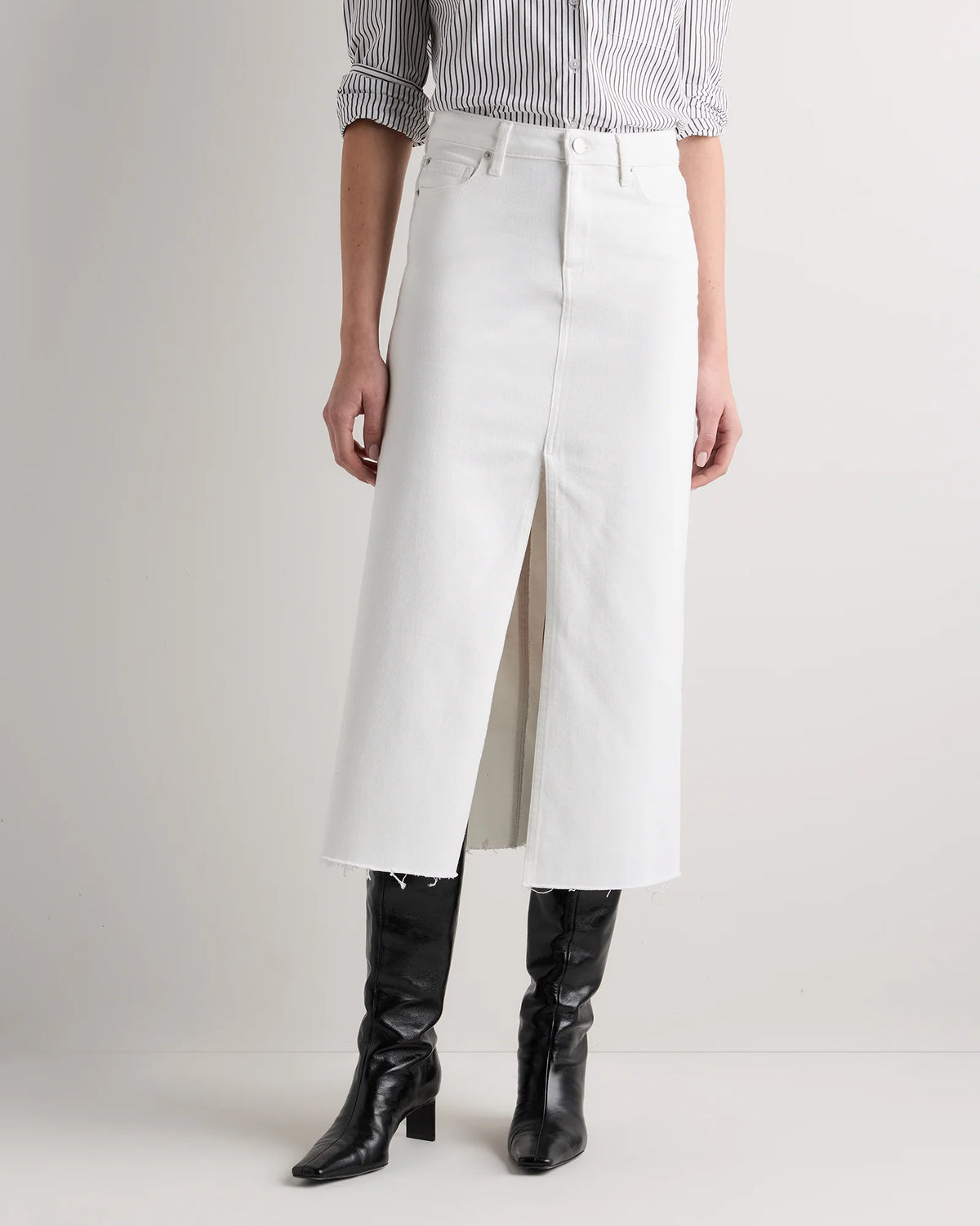 Stretch Denim 5-Pocket Midi Skirt - 24 / Obsidian Blue