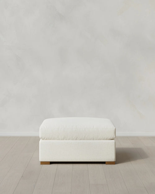 Hollis Slope Arm Ottoman in Performance Chenille Linen Blend - 37" / Snow