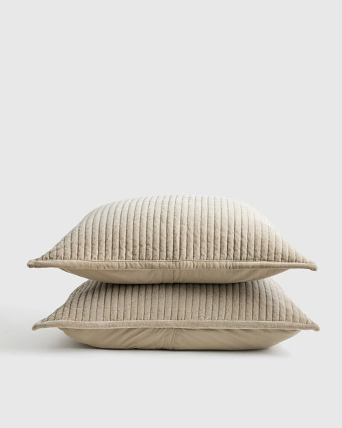 Cotton Velvet Channel Quilted Sham Set - Standard / Glacier Blue
