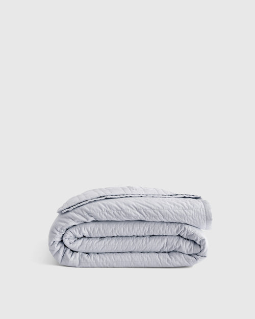Organic Cotton Stripe Stitch Quilt - Twin / Light Blue