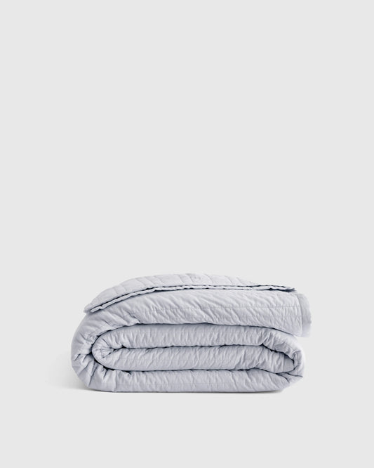 Organic Cotton Stripe Stitch Quilt - Twin / Light Blue