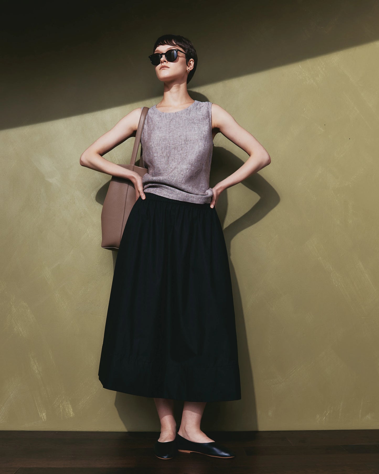 100% Organic Cotton Poplin A-line Maxi Skirt - XS / Black