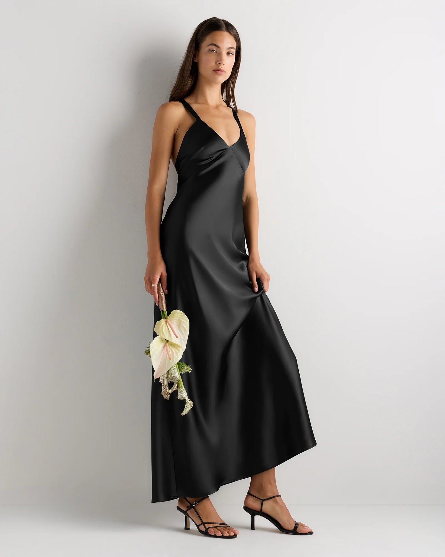 Bianca Stretch Satin Dress - 0 / Garden Sage Green