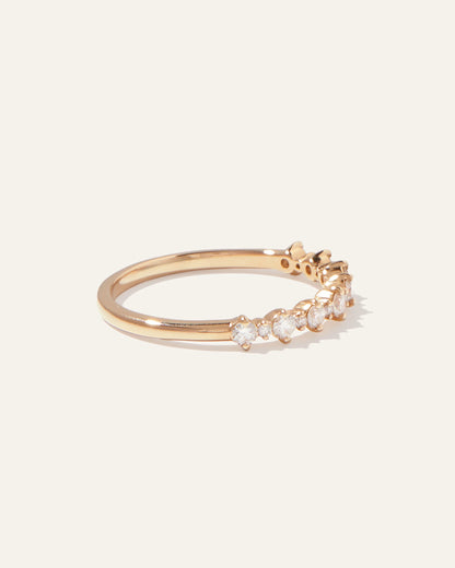 14K Gold Natural Diamond Alternating Round Band - 4 / Yellow Gold