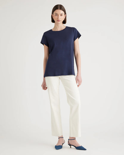 Cotton Modal Crew Neck Swing Tee - XS / White