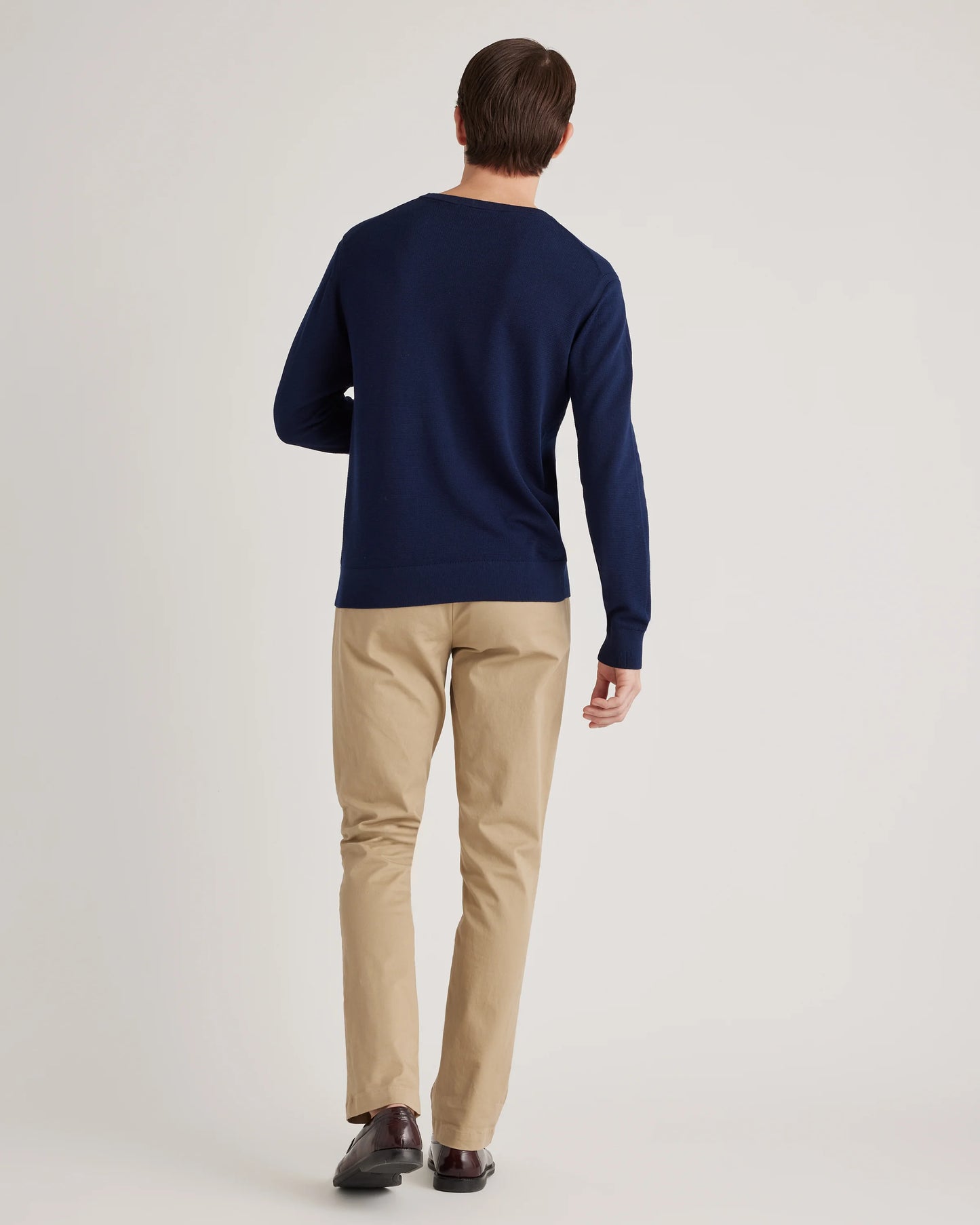 Organic Cotton-Silk Pique Crewneck Sweater - S / Speckled Beige
